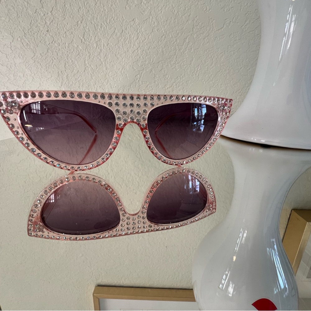 Pink Rhinestone-Studded Sunglasses - Picture 3 of 4